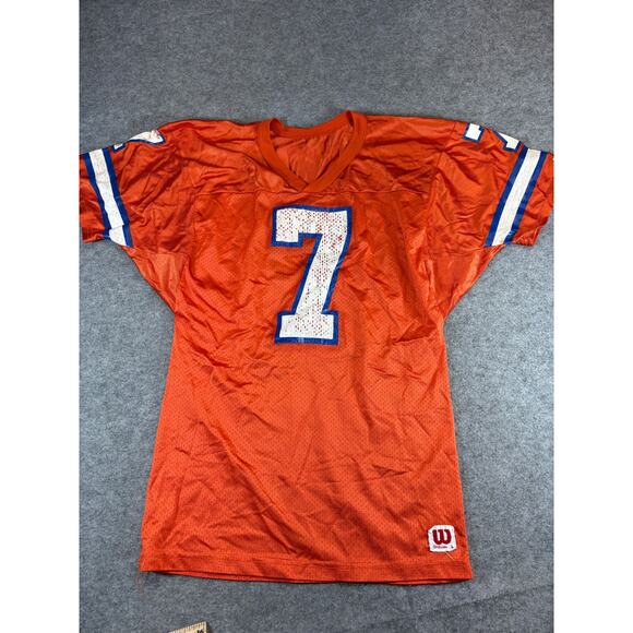 Vintage Denver Broncos John Elway NFL Wilson Jersey Mens Large Orange Football - Picture 1 of 6
